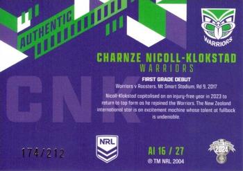 2024 NRL Traders Titanium - Authentics Initials #AI16 Charnze Nicoll-Klokstad Back
